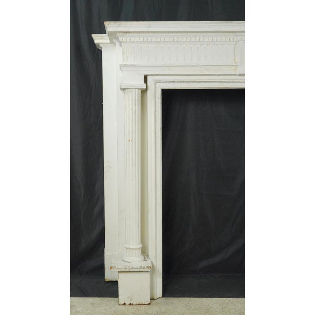 Antique Federal White Wooden Fireplace Mantel For Sale - Image 4 of 13