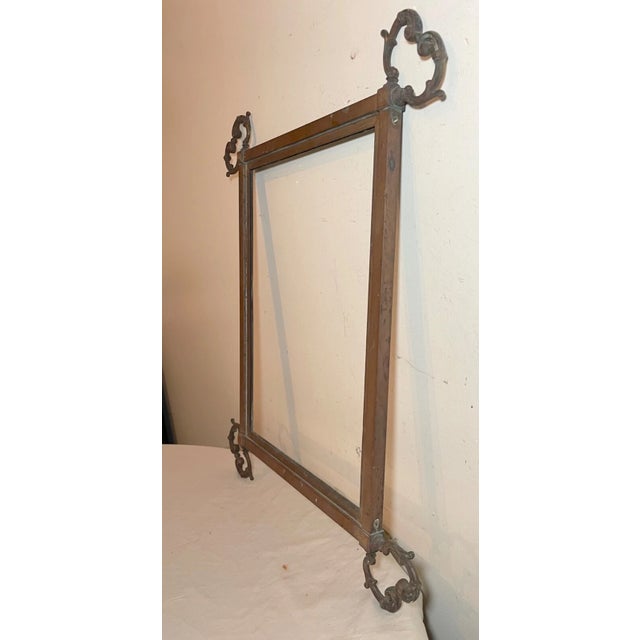 Bronze Antique Ornate 19th Century Victorian Bronze Rectangular Wall Mirror Frame For Sale - Image 8 of 11