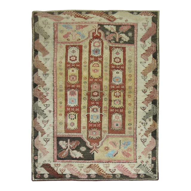Early 20th Century Zabihi Collection Whimsical Turkish Rug - 4'3" x 5'6" For Sale