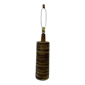 Martz Ceramic Table Lamp W/Brown Swirl Design and Wood Finial