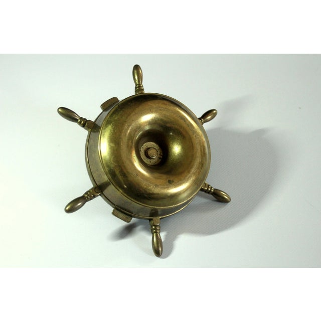 1960s Solid Brass Steering Wheel Ashtray With a Candle Stick, Vintage From the 60s For Sale - Image 5 of 6