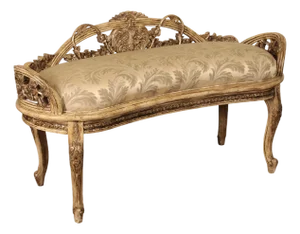 Late 20th Century Italian Rococo Style Antiqued Window Bench