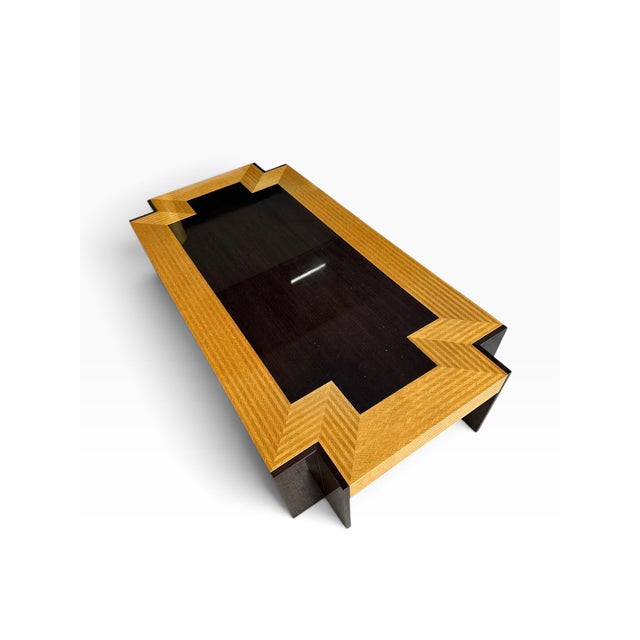 Wood 1980s Leon Rosen for the Pace Collection Postmodern "Medina" Mixed Wood Coffee Table For Sale - Image 7 of 14