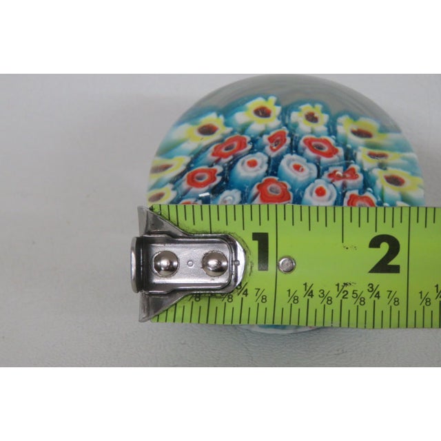 Small Round Art Glass Paper Weight Italian Murano Style Millefiori Flowers 5131b For Sale In Miami - Image 6 of 10