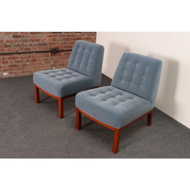Early pair of model 5000 "Sophia" slipper chairs by Edward J. Wormley for Dunbar (ca. 1955, Indiana, USA). Redone in a...