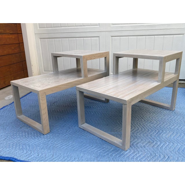 A pair of 1960’s modern whitewashed nightstand or side table by Martin California.