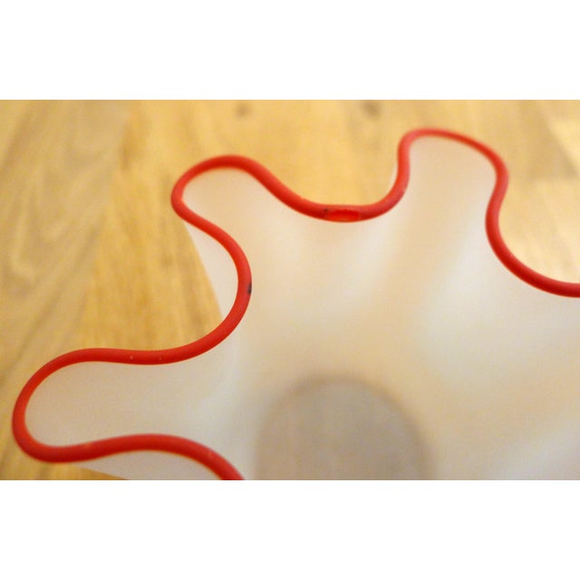 Red Small Fazzoletto Handkerchief-Shaped Vase in Frosted Glass, 1950s For Sale - Image 8 of 13