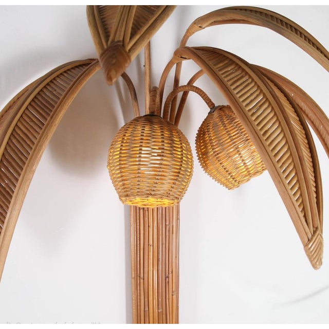 Large Palm Wall Light in Rattan For Sale - Image 5 of 15