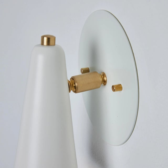 'Lupita' Sconces in White & Brass by Alvaro Benitez - a Pair For Sale - Image 11 of 13
