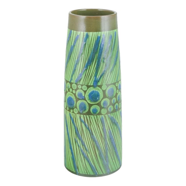 Monumental Ceramic Vase with Lines and Dots by Göran Andersson for Upsala-Ekeby, 1960s For Sale