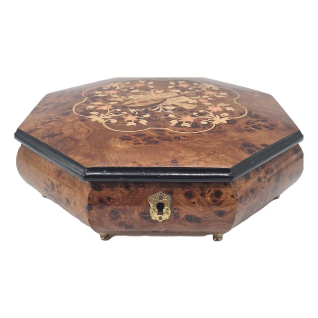 Large Music Box in Marquetry and Burl Veneer, Italy, 1960s-1970s For Sale