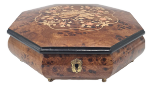 Large Music Box in Marquetry and Burl Veneer, Italy, 1960s-1970s