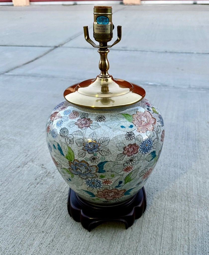 Vintage Samuel L. Dinkelspiel Chinoiserie Ginger Jar Table Lamp