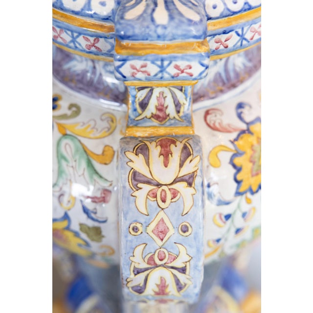19th Century Italian Majolica Jardiniere Planter on Pedestal Stand For Sale - Image 11 of 15