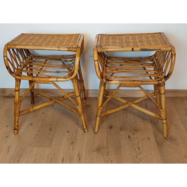 Bamboo Bedside Tables, 1960s, Set of 2 For Sale - Image 9 of 14