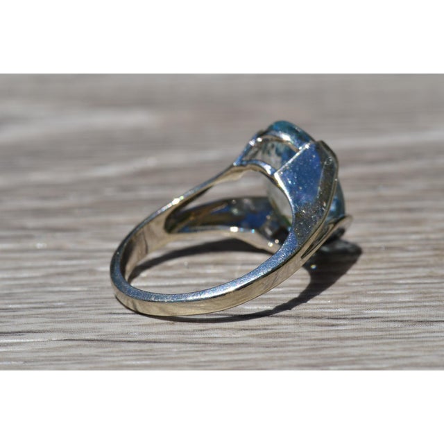 The Eleuthera: Ladies 14K White Gold Ring set with 4.25 CT Aquamarine For Sale - Image 4 of 9