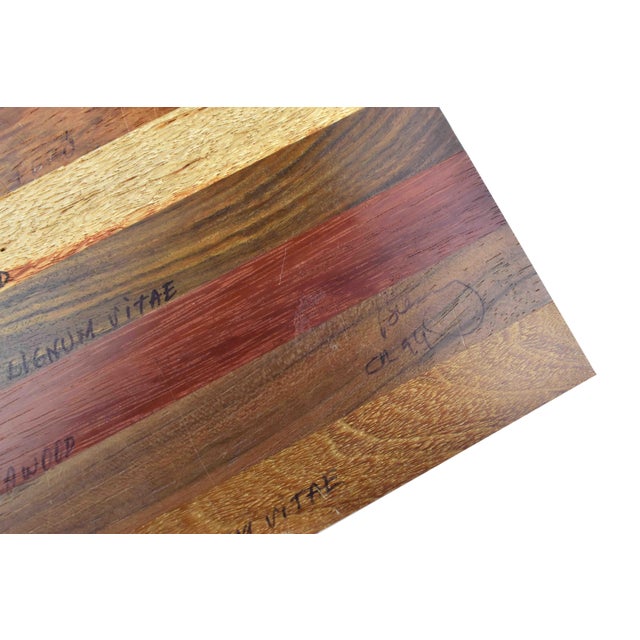 1994 Handmade Costa Rican Exotic Hardwood Sampler 14 Rare Woods Board Wall Art Signed For Sale - Image 12 of 12