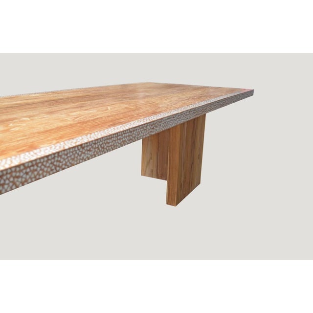 Andrianna Shamaris Shell Inlay Teak Wood Dining Table For Sale - Image 18 of 18