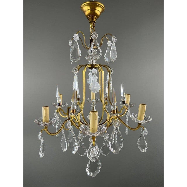 20th Century Brass and Crystal Chandelier For Sale - Image 6 of 8