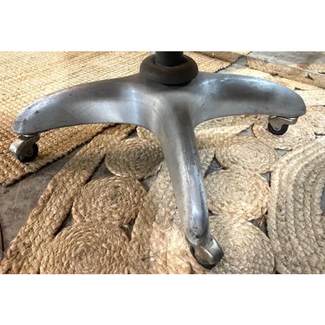 Silver Mid Century Steel and Leather Swivel Desk Chair Signed Emeco For Sale - Image 8 of 9