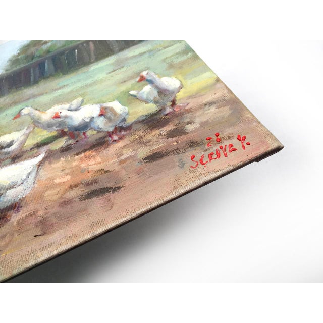 Framed Goose Original Painting Summer Landscape For Sale - Image 6 of 15