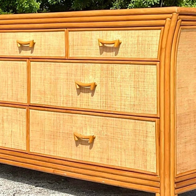 Late 20th Century Vintage Coastal Grasscloth Dresser For Sale - Image 10 of 15