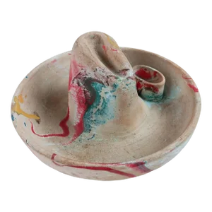 Vintage Swirl Pottery Cowboy Hat Sombrero Ashtray Match Holder