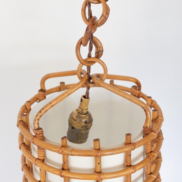 Brown 1960s Italian Rattan Pendant Light For Sale - Image 8 of 11