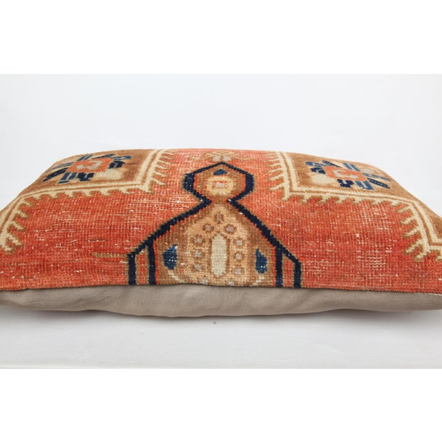 Vintage Tribal Wool Rug Pillow -Rustic Home Decor Sitting Cushion -17'' X 27'' For Sale - Image 9 of 10