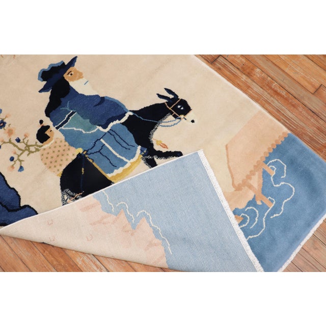 Late 20th Century Late 20th Century Chinese Shepherd Mule Pictorial Rug - 3'1" x 6'1" For Sale - Image 5 of 7