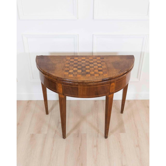Early 19th Century Walnut Half-Moon Game Table For Sale - Image 4 of 11
