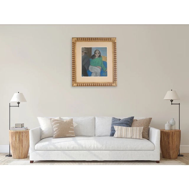 Contemporary Bruno Paoli "Characters" Original Italian Modern Figurative Group Portrait, 20th Century Florence Italy Fine Art Painting, Oil on Canvas, 26x24" For Sale - Image 3 of 8