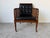 Elegant 1970s Regency-style lounge armchair by Hickory Chair, featuring a faux bamboo mahogany frame accented with finely...