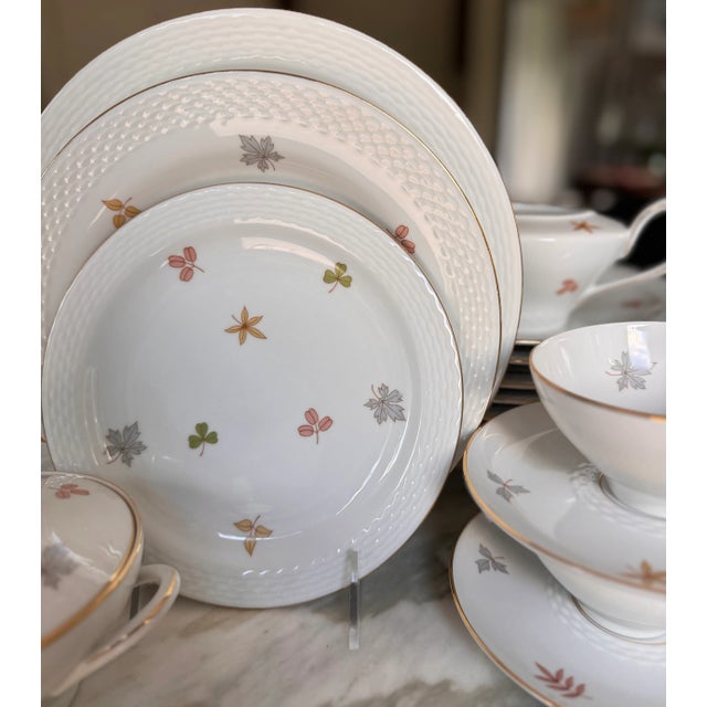 Raymond Loewy Mid-Century Johann Haviland Rosenthal Bavaria Autumn Leaves Pattern by Raymond Loewy - 33 Pieces For Sale - Image 4 of 18