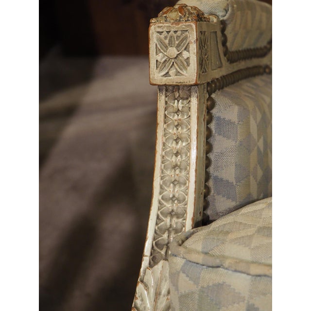 French Rare Pair of Period French Louis XVI His and Hers Bergère Armchairs, Circa 1780 For Sale - Image 3 of 12