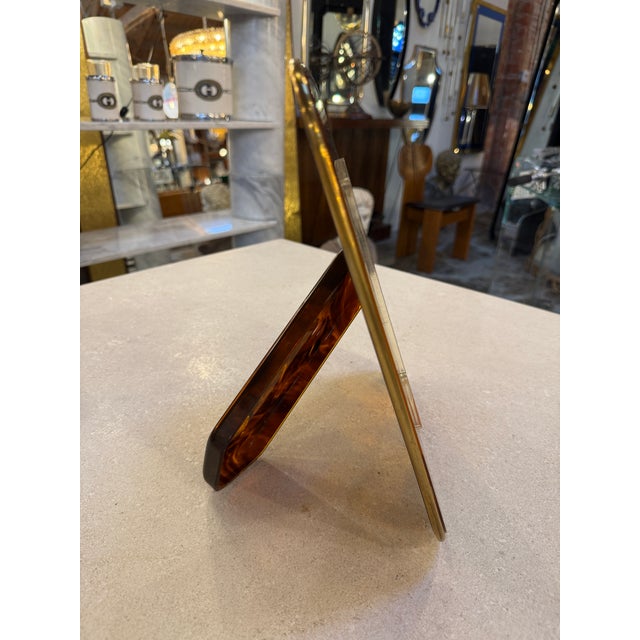 Mid-Century Tortoiseshell Lucite and Brass Picture Frame, 1970s For Sale - Image 10 of 10