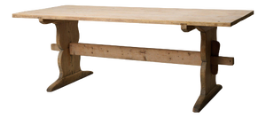 Large Swedish Rustic Country Trestle Dining Table