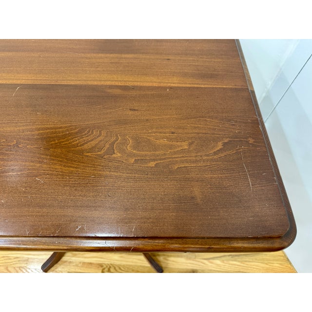 Vintage Dark Brown Wood Pedestal Table For Sale - Image 9 of 9