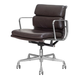 Eames Low Back Soft Pad Management Chair in Leather by Charles & Ray Eames for Herman Miller For Sale