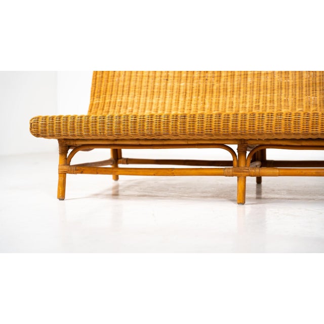 Beige Mid-Century Modern Wicker Bench, Italy, 1970s For Sale - Image 8 of 11