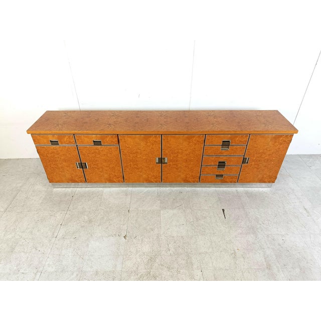 Vintage Italian Burl Wood Credenza, 1970s For Sale - Image 4 of 10