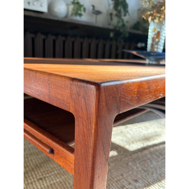 Wood Large Wooden Coffee Table with Shelf by Ludvig Pontoppidan, Denmark, 1960s For Sale - Image 7 of 17