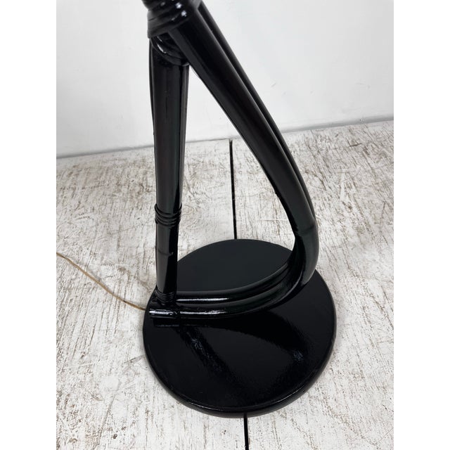 Mid Century S Curved Rattan Floor Lamp For Sale - Image 10 of 11