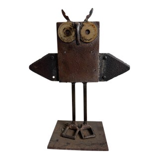 Late 20th Century Vintage Bill Heise Owl Metal Sculpture For Sale