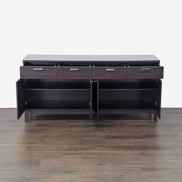 Modern Gang-Aspen Modern Dark Wood Sideboard With 4 Drawers and 4 Cabinets For Sale - Image 3 of 9