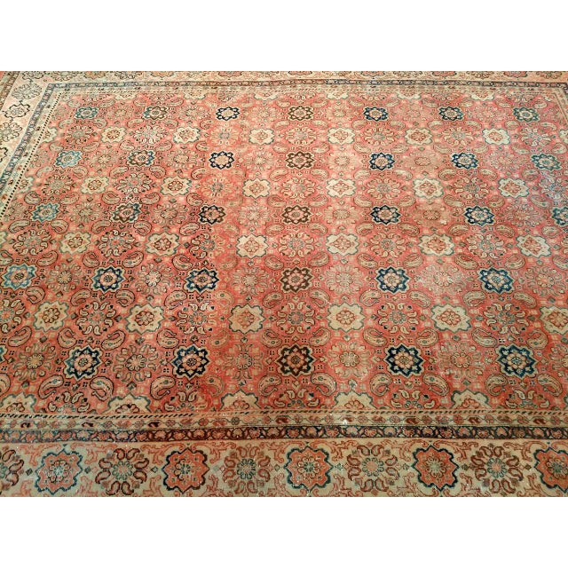 Vintage Mahal Sultanabad Rug, Hand-Knotted Wool, Geometric Pattern, 10x14, Pale Pink & Ivory For Sale In Chicago - Image 6 of 10