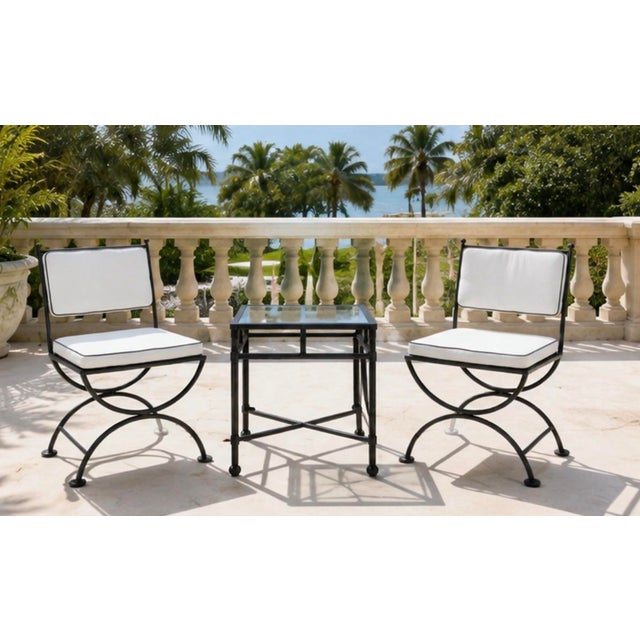 3 Pieces Vintage Turkish Cast Iron Patio Chairs & Side Table For Sale - Image 9 of 12