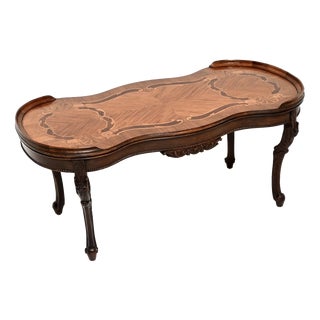 Vintage French Inlaid Coffee Table, 1930s For Sale