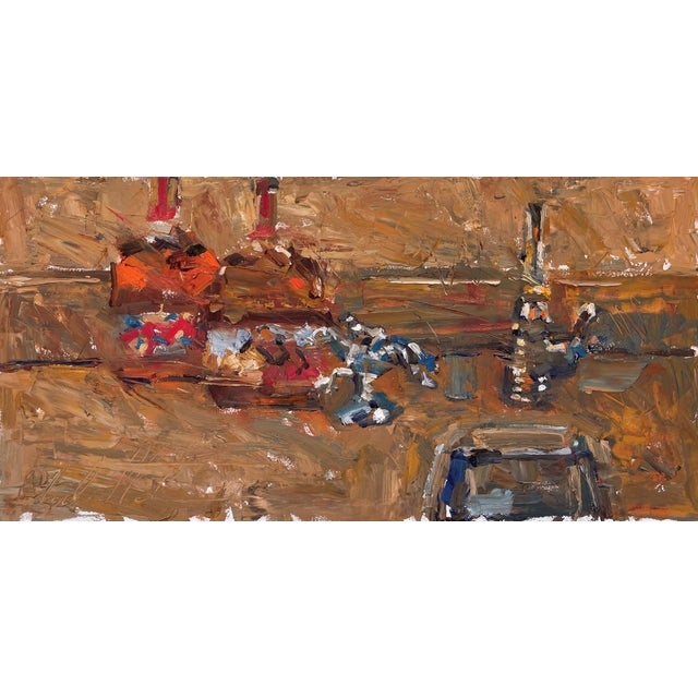 Run for the Roses captures a dynamic scene of vibrant colors and energetic brushwork, evoking the excitement of a race....