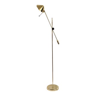 1980s Minimal Cone Brass Reading Floor Lamp For Sale
